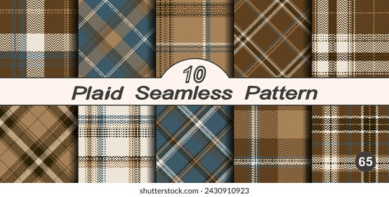 Set seamless vector check plaid colored pattern. Straight and oblique scottish fashion cage texture. Checkered background. Of printing on fabric, shirt, textile, curtain and tablecloth.