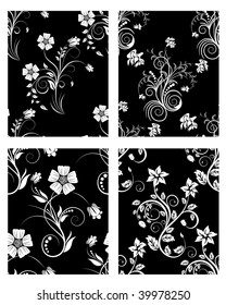 Set of seamless vector floral backgrounds. For easy making seamless pattern just drag one of four group into swatches bar, and use it for filling any contours.