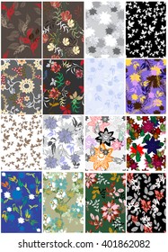 Set seamless vector floral pattern. For easy making seamless pattern just drag all group into swatches bar, and use it for filling any contours.