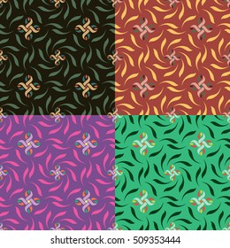 Set of seamless vector floral patterns in different color styles