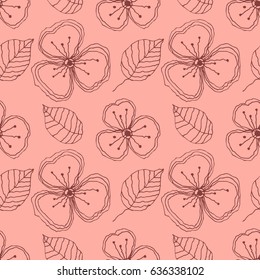 Set of seamless vector floral patterns. Black and white hand drawn background with flowers, leaves, decorative elements. Graphic illustration. Series of Hand Drawn Seamless vector Patterns.