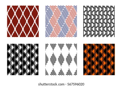 Set of seamless vector geometric colorful patterns with ornamental elements,endless background with ethnic motifs. Graphic vector illustration. Series- sets of vector seamless patterns