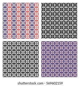 Set of seamless vector geometric colorful patterns with ornamental elements,endless background with ethnic motifs. Graphic vector illustration. Series- sets of vector seamless patterns. 
