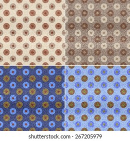 Set seamless vector geometric  pattern with polka dots, patterns can be used for wallpaper, surface textures 