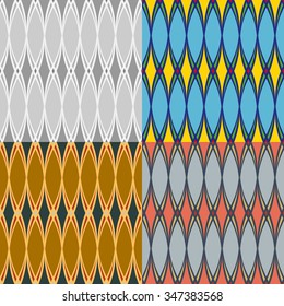 Set of seamless vector geometric patterns in different color palettes