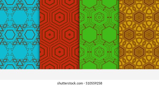Set of seamless vector geometrical patterns. lines and shapes. Modern design for backgrounds, wallpaper, invitations. color
