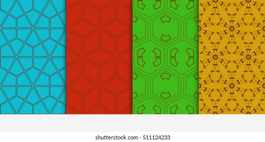 Set of seamless vector geometrical patterns. lines and shapes. Modern design for backgrounds, wallpaper, invitations. color