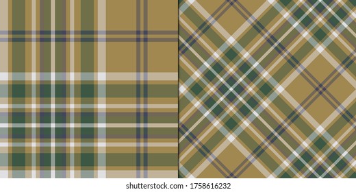 Set of seamless vector green tartan patterns. Plaid collection for fabric, textile, wrapping, cover etc.