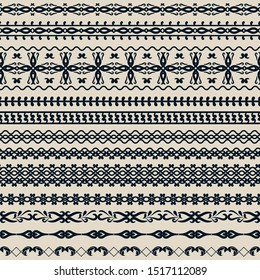 Set of seamless vector horizontal lace borders. Ornate decorative isolated frames and lines 10 eps. Collection for design, decor, advertising, web, cover.