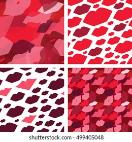 Set of seamless vector illustration with lips. Kissing background pattern