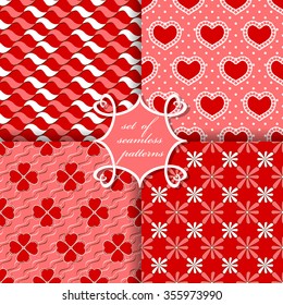 Set of seamless vector illustration of Valentine's Day.  Decorative flowers, heart
