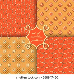 Set of seamless vector illustration Valentine's Day. abstract flowers, stars, hearts