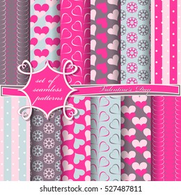 Set of seamless vector illustration of Valentine's Day. Heart, abstract forms 