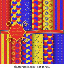 Set of seamless vector illustration of Valentine's Day. Heart, abstract forms 