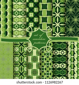 set of seamless vector illustrations with abstract geometric shapes, design elements for scrapbook 