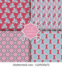 set of seamless vector illustrations with abstract geometric shapes, design elements for scrapbook 