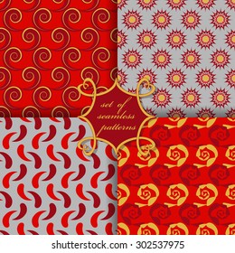 Set of seamless vector illustrations. Abstract decorative shapes