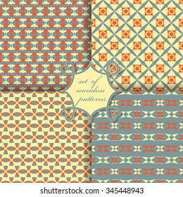 Set of seamless vector illustrations. Abstract decorative shapes 