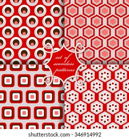 Set of seamless vector illustrations. Abstract decorative shapes 