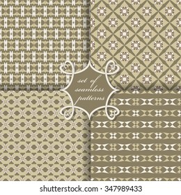 Set of seamless vector illustrations. Abstract decorative shapes 