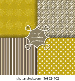 Set of seamless vector illustrations. Abstract decorative shapes 