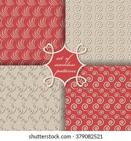Set of seamless vector illustrations. Abstract decorative shapes 