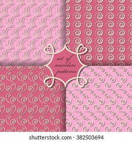 Set of seamless vector illustrations. Abstract decorative shapes 