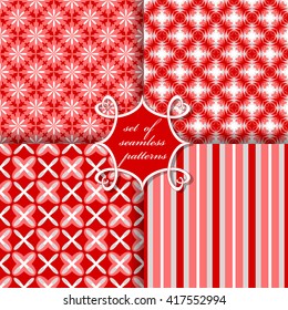 Set of seamless vector illustrations. Abstract figures, ornamental flowers

