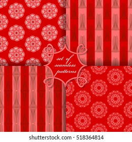 Set of seamless vector illustrations. Abstract decorative shapes 