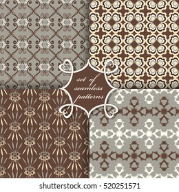 Set of seamless vector illustrations. Abstract decorative shapes 