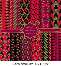 Set of seamless vector illustrations. Abstract decorative shapes