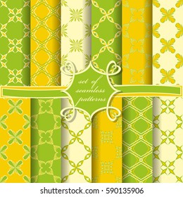 Set of seamless vector illustrations. Abstract decorative shapes