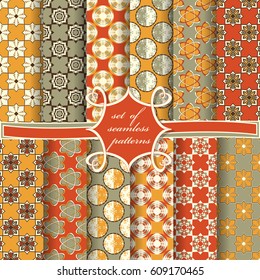 Set of seamless vector illustrations. Abstract decorative shapes 