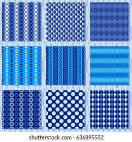 Set of seamless vector illustrations. Abstract shapes and design elements for scrapbook