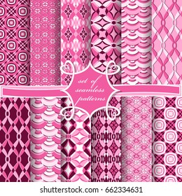 Set of seamless vector illustrations. Abstract decorative patterns