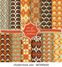 Set of seamless vector illustrations. Abstract decorative shapes 