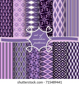 Set of seamless vector illustrations. Abstract and decorative shapes