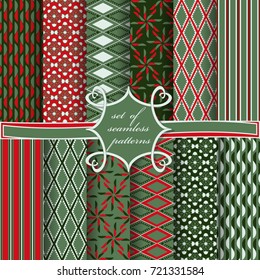 Set of seamless vector illustrations. Abstract and decorative shapes