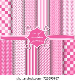 Set of seamless vector illustrations. Abstract decorative shapes