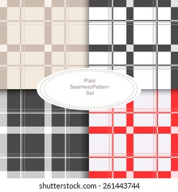 Set of seamless vector illustrations.Plaid backgrounds. 