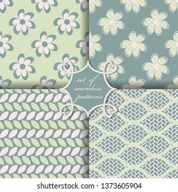  set of seamless vector paper with abstract shapes, decorative flowers, and design elements for decoration