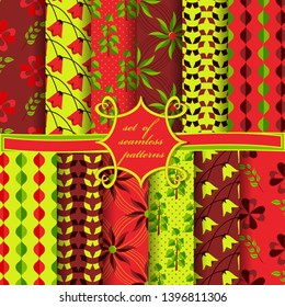  set of seamless vector paper with abstract shapes, decorative flowers, and design elements for decoration