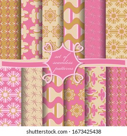 Conjunto de papel vectorial sin fisuras con flores abstractas, formas geométricas y elementos de diseño para la decoración