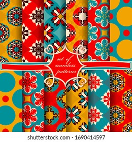 set of seamless vector paper with abstract geometric shapes decorative flowers and design elements for decoration