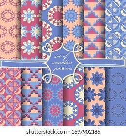 set of seamless vector paper with abstract geometric shapes decorative flowers and design elements for decoration