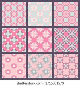set of seamless vector paper with abstract geometric shapes decorative flowers and design elements for decoration
