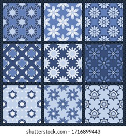 set of seamless vector paper with abstract geometric shapes decorative flowers and design elements for decoration