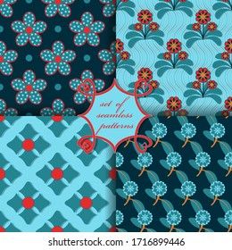 set of seamless vector paper with abstract geometric shapes decorative flowers and design elements for decoration