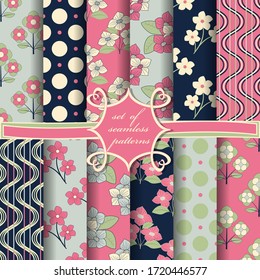set of seamless vector paper with abstract geometric shapes decorative flowers and design elements for decoration