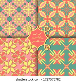 set of seamless vector paper with abstract geometric shapes decorative flowers and design elements for decoration